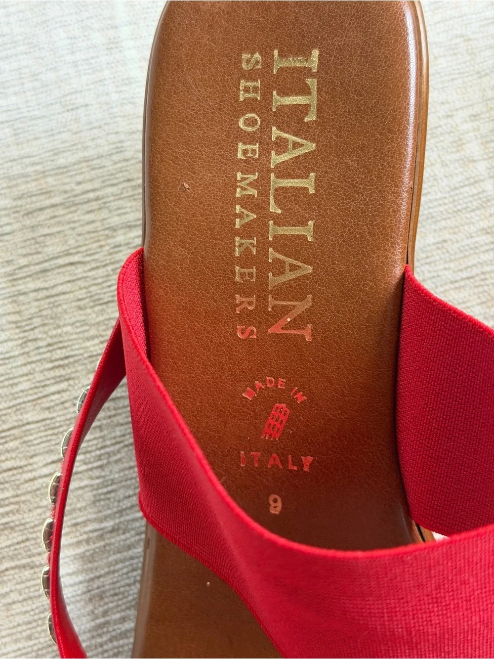NWOB Italian Showmakers Red Marcia Wedge Sandals. Women's Size: 9.